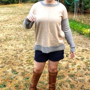 PURE AMICI. 100% cashmere. Tan and gray sweater. (sku317)